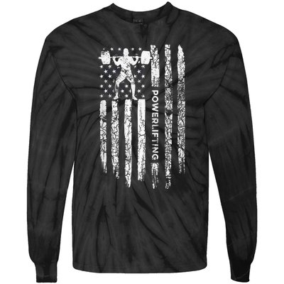 Patriotic Power Lifter Gym Funny American Flag Powerlifting Tie-Dye Long Sleeve Shirt