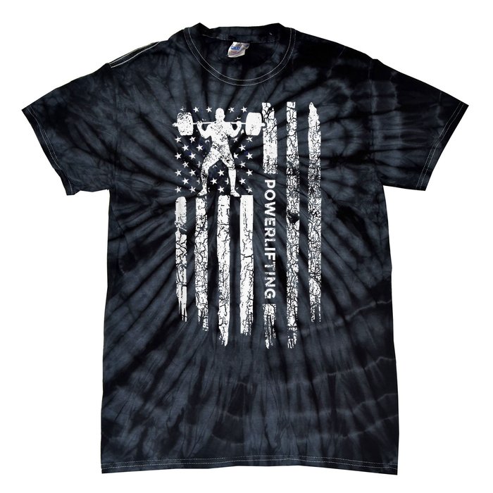 Patriotic Power Lifter Gym Funny American Flag Powerlifting Tie-Dye T-Shirt