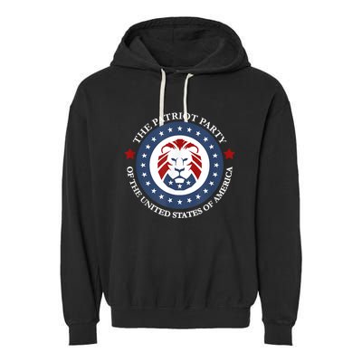 Patriot Party Lion United States 3rd Party Conservative Garment-Dyed Fleece Hoodie