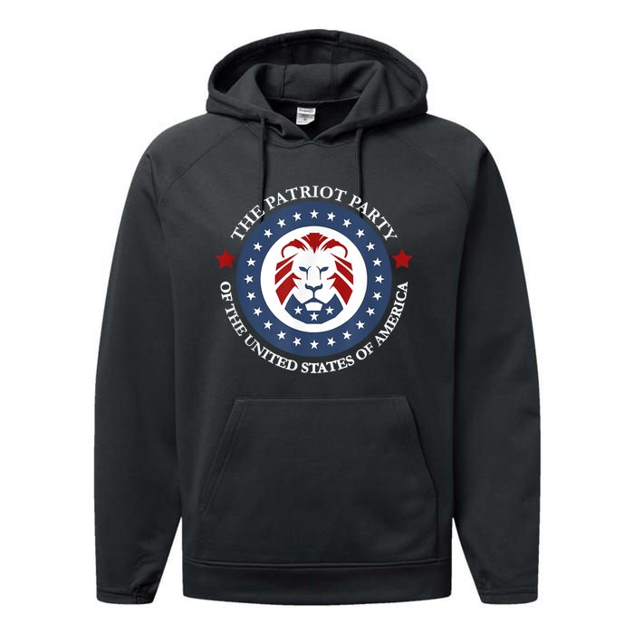 Patriot Party Lion United States 3rd Party Conservative Performance Fleece Hoodie