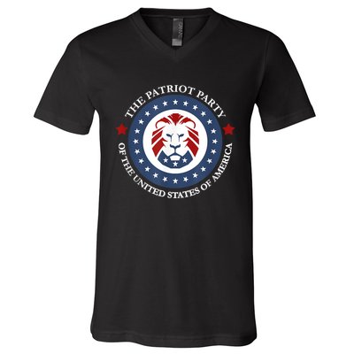 Patriot Party Lion United States 3rd Party Conservative V-Neck T-Shirt