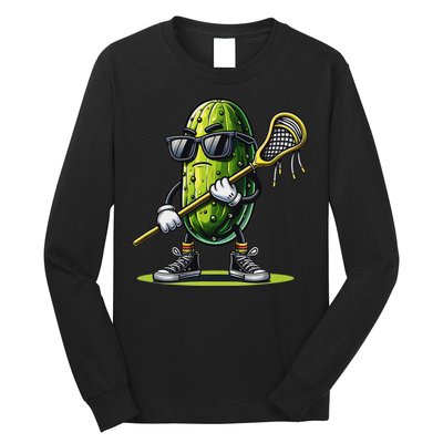 Pickle Playing Lacrosse Funny Sports Trendy For Long Sleeve Shirt