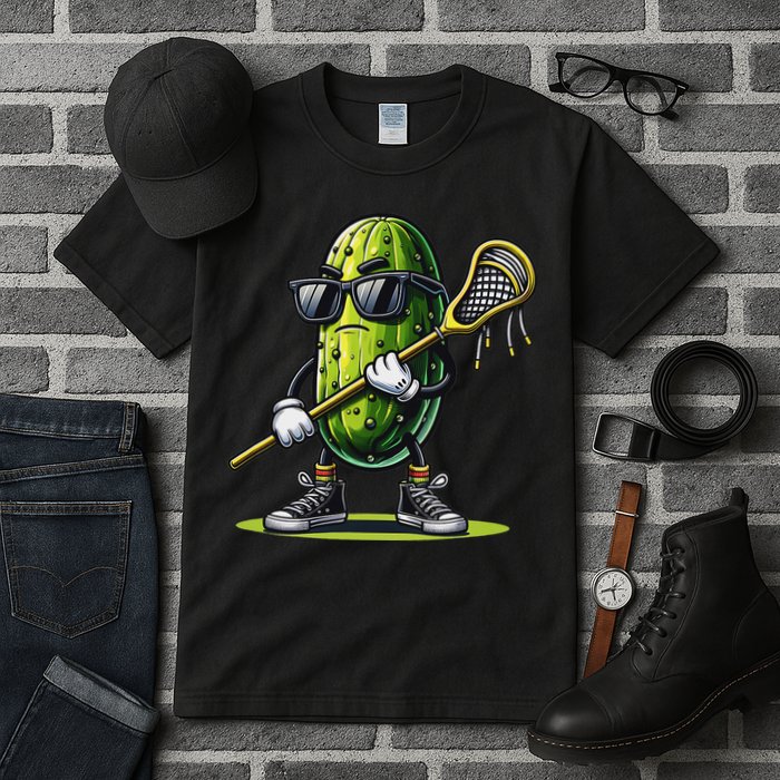 Pickle Playing Lacrosse Funny Sports Trendy For Tall T-Shirt