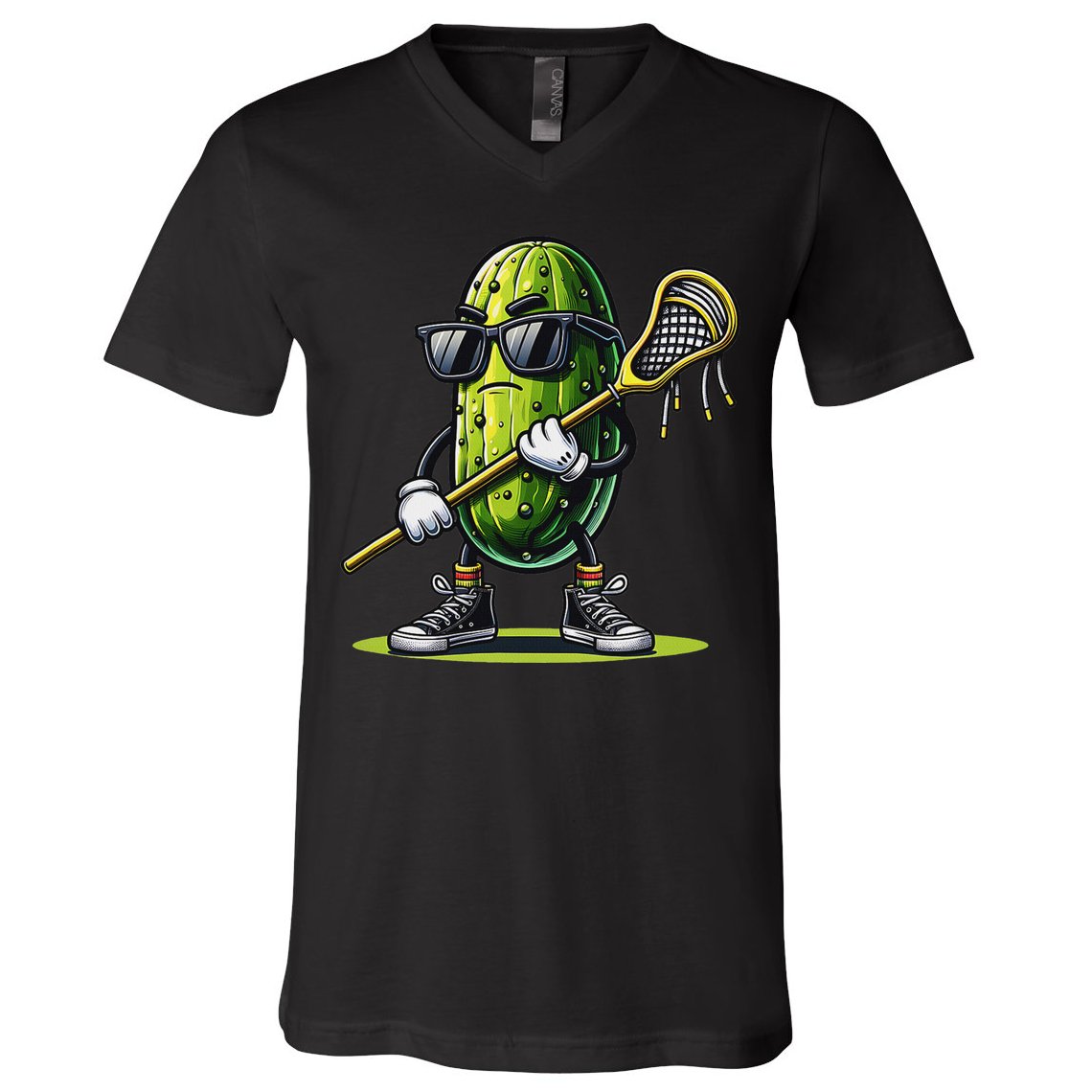 Pickle Playing Lacrosse Funny Sports Trendy For V-Neck T-Shirt