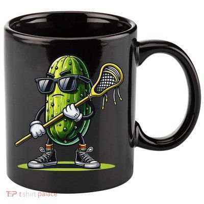 Pickle Playing Lacrosse Funny Sports Trendy For 11oz C Handle Ceramic Mug