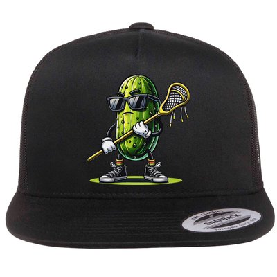 Pickle Playing Lacrosse Funny Sports Trendy For Flatbill Hat