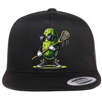 Pickle Playing Lacrosse Funny Sports Trendy For Flatbill Hat