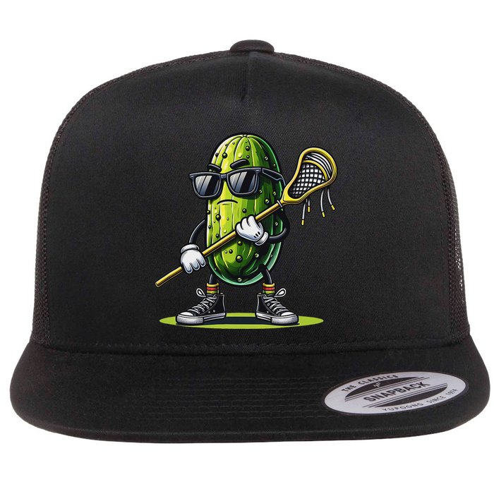 Pickle Playing Lacrosse Funny Sports Trendy For Flatbill Hat