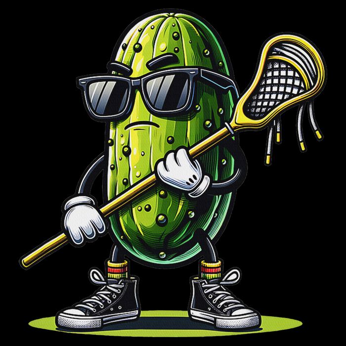 Pickle Playing Lacrosse Funny Sports Trendy For Flatbill Hat