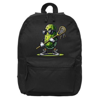 Pickle Playing Lacrosse Funny Sports Trendy For 16 in Basic Backpack