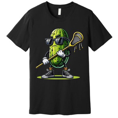 Pickle Playing Lacrosse Funny Sports Trendy For Premium T-Shirt