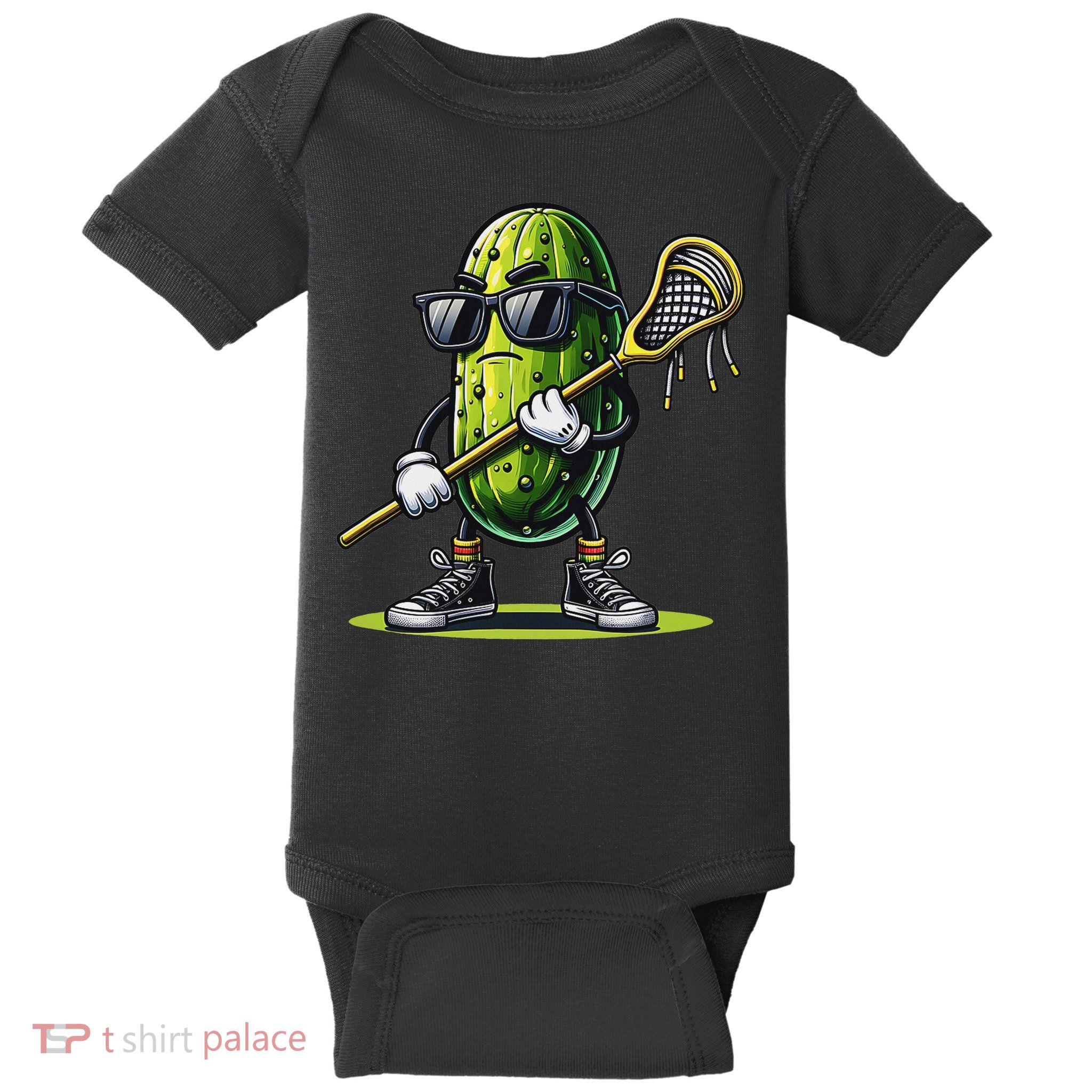 Pickle Playing Lacrosse Funny Sports Trendy For Baby Bodysuit