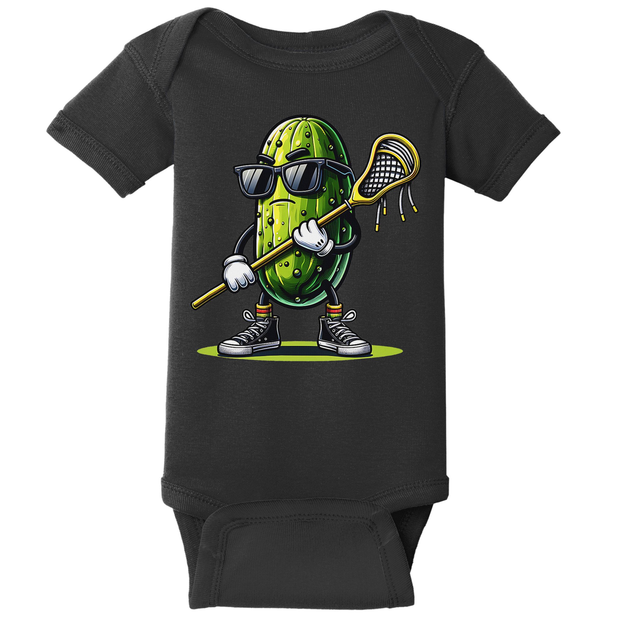 Pickle Playing Lacrosse Funny Sports Trendy For Baby Bodysuit