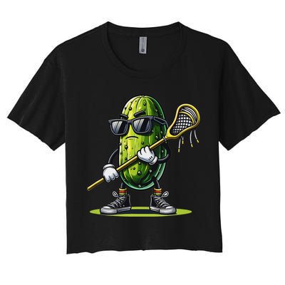 Pickle Playing Lacrosse Funny Sports Trendy For Crop Top