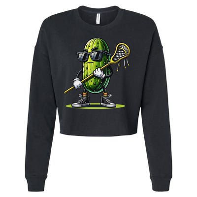 Pickle Playing Lacrosse Funny Sports Trendy For Cropped Pullover Crew