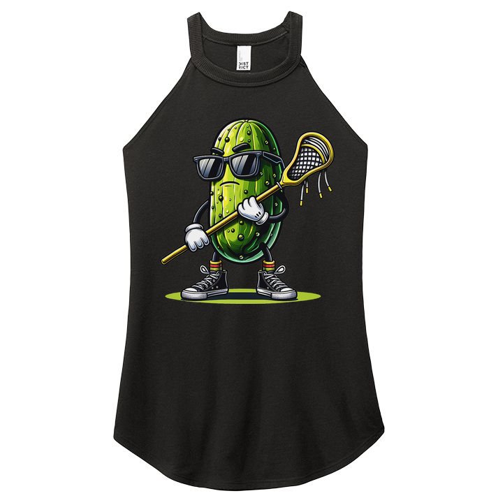 Pickle Playing Lacrosse Funny Sports Trendy For Women's Perfect Tri Rocker Tank