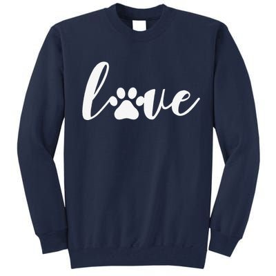 Paw Print Love Heart Funny Cool Dog Cat Mom Pet Animal Lover Tall Sweatshirt