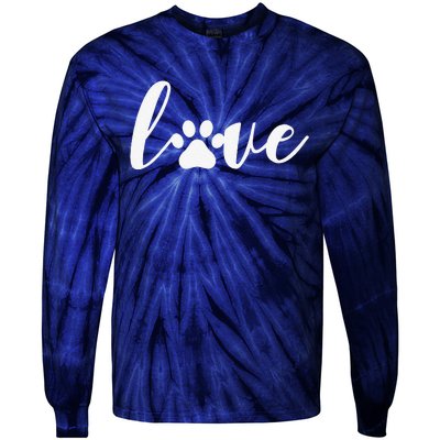 Paw Print Love Heart Funny Cool Dog Cat Mom Pet Animal Lover Tie-Dye Long Sleeve Shirt