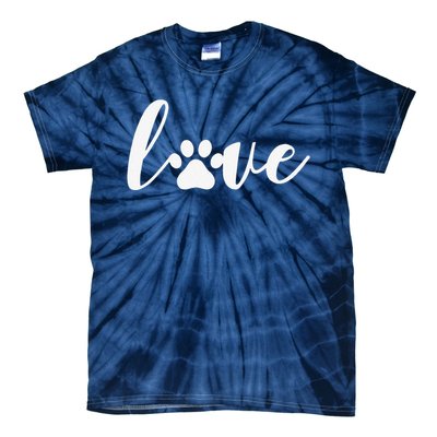 Paw Print Love Heart Funny Cool Dog Cat Mom Pet Animal Lover Tie-Dye T-Shirt