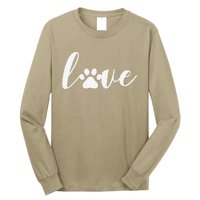 Paw Print Love Heart Funny Cool Dog Cat Mom Pet Animal Lover Long Sleeve Shirt