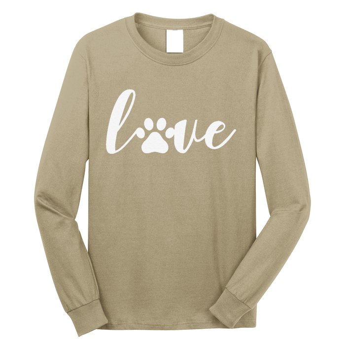 Paw Print Love Heart Funny Cool Dog Cat Mom Pet Animal Lover Long Sleeve Shirt