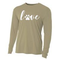 Paw Print Love Heart Funny Cool Dog Cat Mom Pet Animal Lover Cooling Performance Long Sleeve Crew