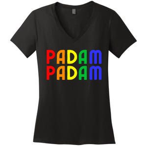 Padam Padam Lgbtq+ Pride Heartbeat Women's V-Neck T-Shirt