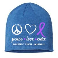 Pancreatic Peace Love Cure Gift Product For Cancer Awareness Meaningful Gift Sustainable Beanie