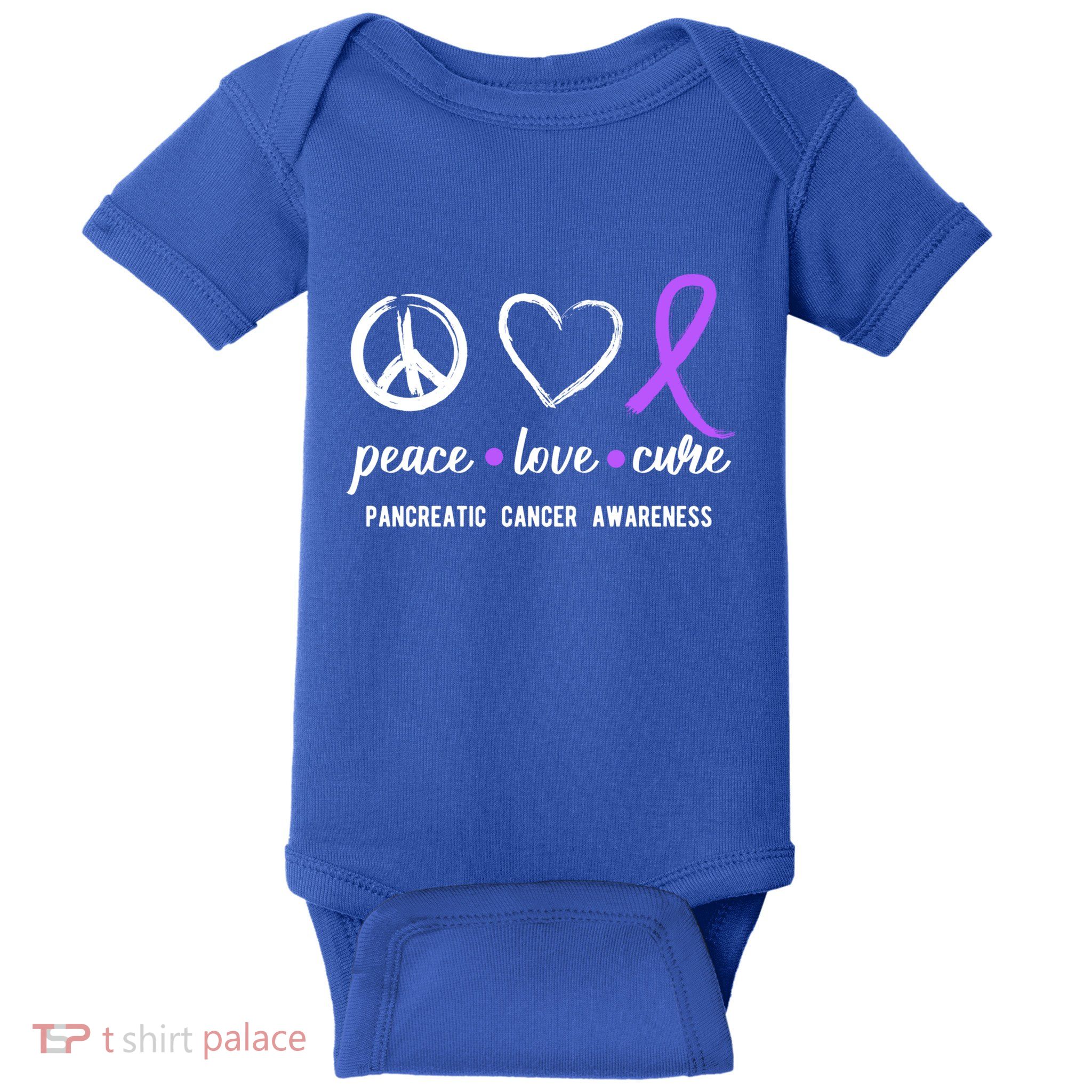 Pancreatic Peace Love Cure Gift Product For Cancer Awareness Meaningful Gift Baby Bodysuit