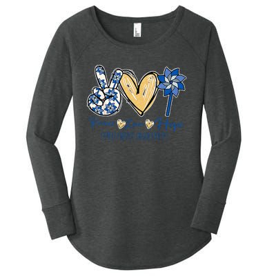 Pinwheel Peace Love Hope Child Abuse Prevention Awareness Women's Perfect Tri Tunic Long Sleeve Shirt