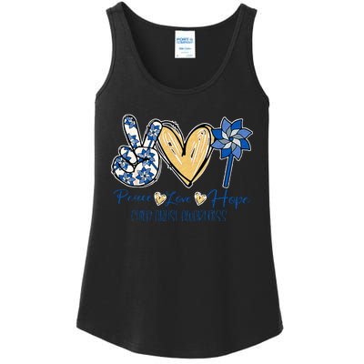 Pinwheel Peace Love Hope Child Abuse Prevention Awareness Ladies Essential Tank