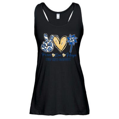 Pinwheel Peace Love Hope Child Abuse Prevention Awareness Ladies Essential Flowy Tank