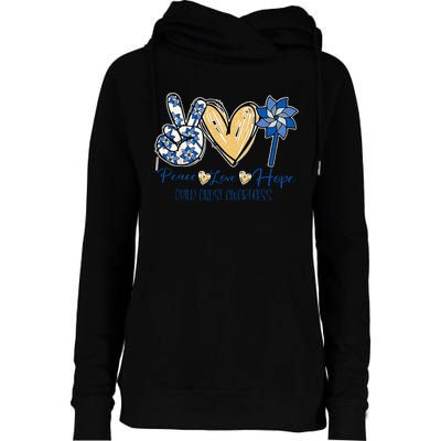 Pinwheel Peace Love Hope Child Abuse Prevention Awareness Womens Funnel Neck Pullover Hood