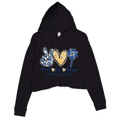 Pinwheel Peace Love Hope Child Abuse Prevention Awareness Crop Fleece Hoodie