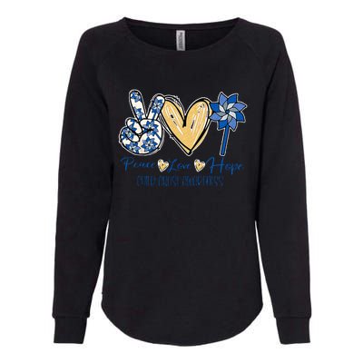 Pinwheel Peace Love Hope Child Abuse Prevention Awareness Womens California Wash Sweatshirt