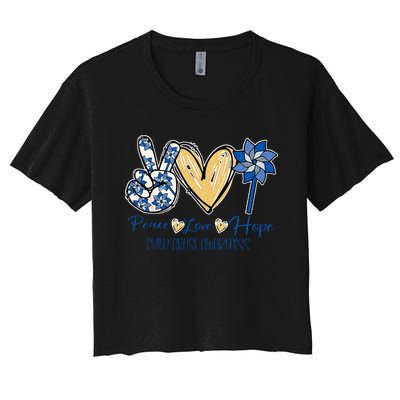 Pinwheel Peace Love Hope Child Abuse Prevention Awareness Women's Crop Top Tee