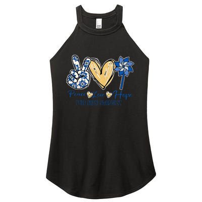 Pinwheel Peace Love Hope Child Abuse Prevention Awareness Women's Perfect Tri Rocker Tank