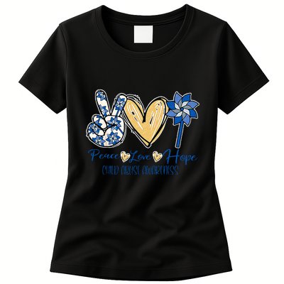 Pinwheel Peace Love Hope Child Abuse Prevention Awareness Women's T-Shirt