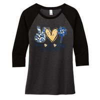 Pinwheel Peace Love Hope Child Abuse Prevention Awareness Women's Tri-Blend 3/4-Sleeve Raglan Shirt