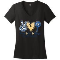 Pinwheel Peace Love Hope Child Abuse Prevention Awareness Women's V-Neck T-Shirt