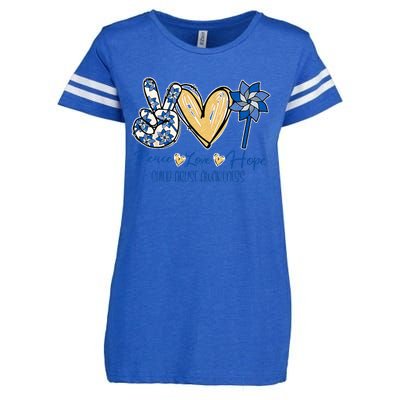 Pinwheel Peace Love Hope Child Abuse Prevention Awareness Enza Ladies Jersey Football T-Shirt