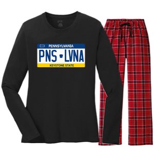 Pennsylvania PA License Plate Classic Women's Long Sleeve Flannel Pajama Set 