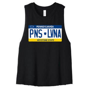 Pennsylvania PA License Plate Classic Women's Racerback Cropped Tank