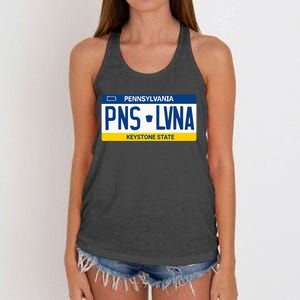 Pennsylvania PA License Plate Classic Women's Knotted Racerback Tank