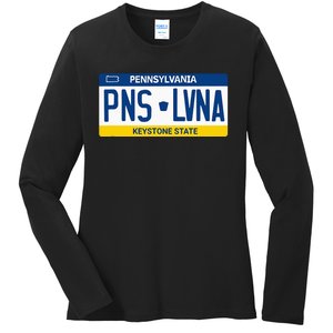 Pennsylvania PA License Plate Classic Ladies Long Sleeve Shirt