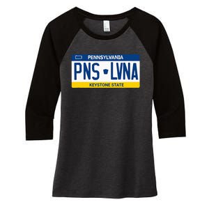 Pennsylvania PA License Plate Classic Women's Tri-Blend 3/4-Sleeve Raglan Shirt