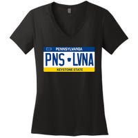 Pennsylvania PA License Plate Classic Women's V-Neck T-Shirt