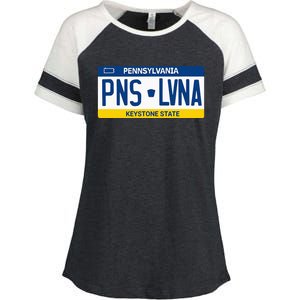 Pennsylvania PA License Plate Classic Enza Ladies Jersey Colorblock Tee