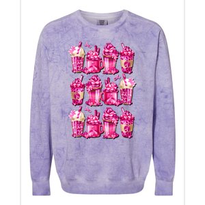 Pink Pattern Latte Love Graphic For Breast Cancer Awareness Colorblast Crewneck Sweatshirt