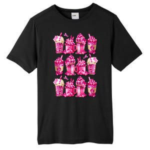 Pink Pattern Latte Love Graphic For Breast Cancer Awareness Tall Fusion ChromaSoft Performance T-Shirt